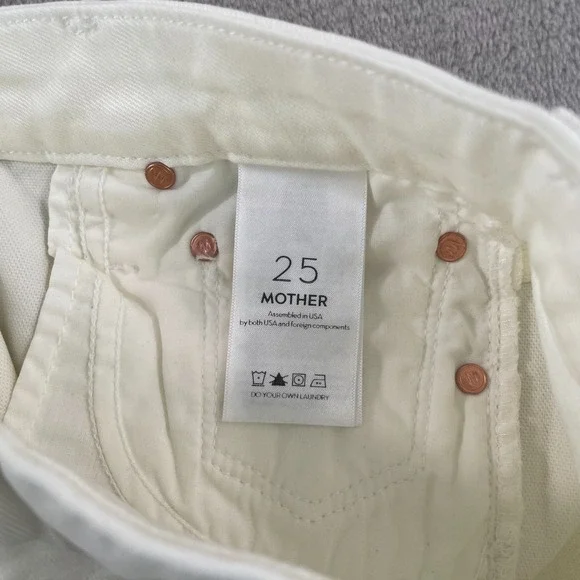 Mother The Looker Crop in Glass Slipper Jeans Women 25 White Slim Fit USA NWOT - Picture 3 of 14